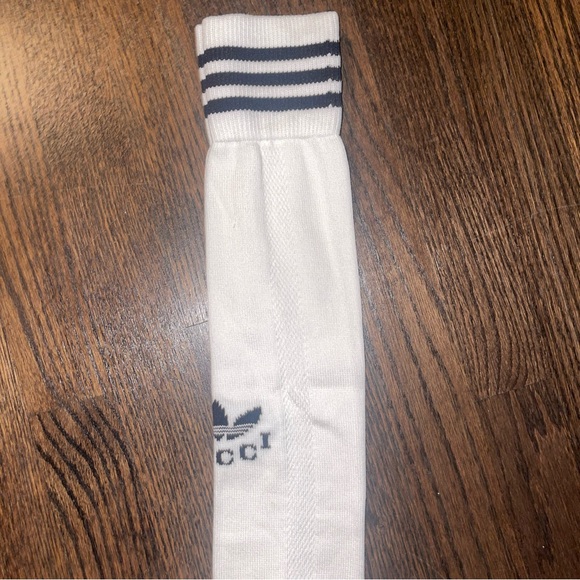 Gucci x Adidas Logo Knee Sock White & Black Men Sz S, M, L Authentic Made Italy - Picture 5 of 7